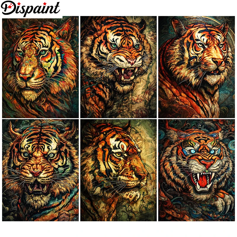 

Алмазная 5D Вышивка «Тигр» Dispaint, полноформатная круглая/квадратная алмазная живопись «сделай сам», вышивка крестиком, украшение для дома