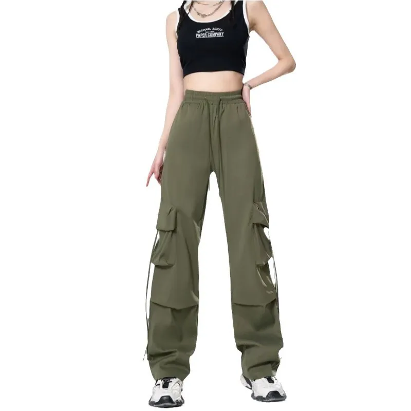 Women Summer Spring Long Full Chiffon Ruffles Wide Leg Big Large Plus Sizess Casual Party Fashion Loose Pocket Pant Pants