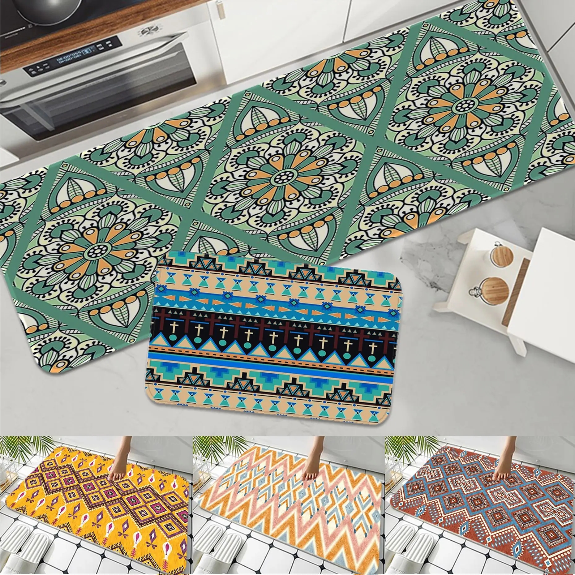 

Persian Style Floor Carpet Washable Non-Slip Living Room Sofa Chairs Area Mat Kitchen Modern Home Decor