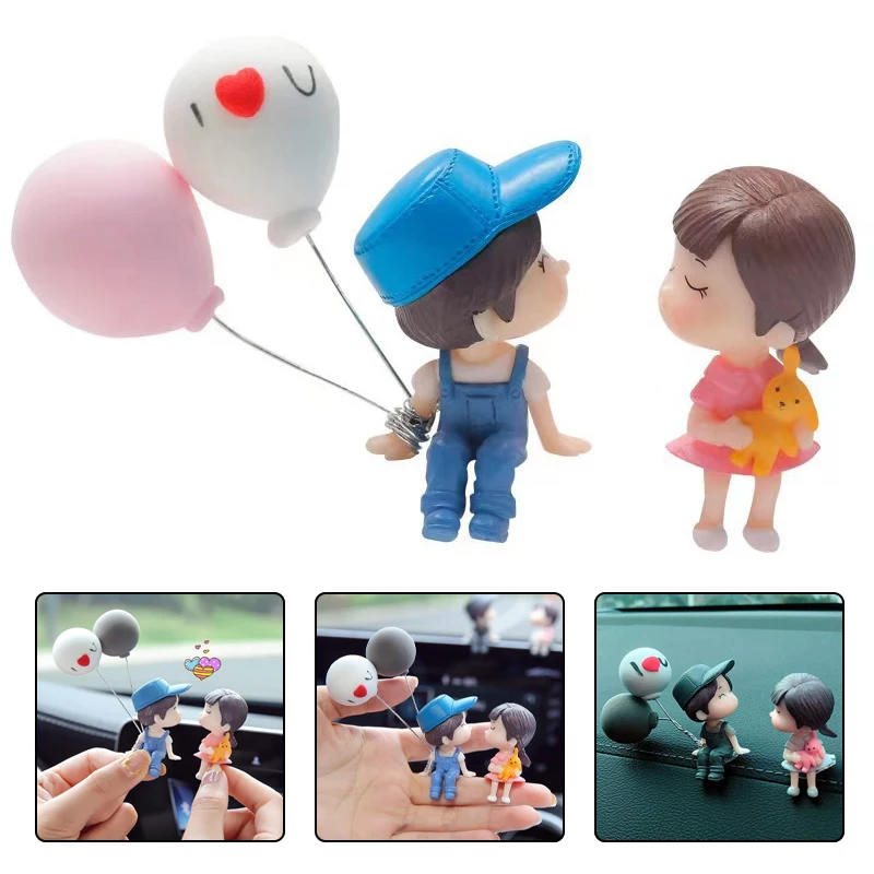 

Новое милое украшение для автомобиля, милая мультяшная экшн-фигурка для пары, фигурки, украшение для воздушного шара, интерьер автомобиля, д...