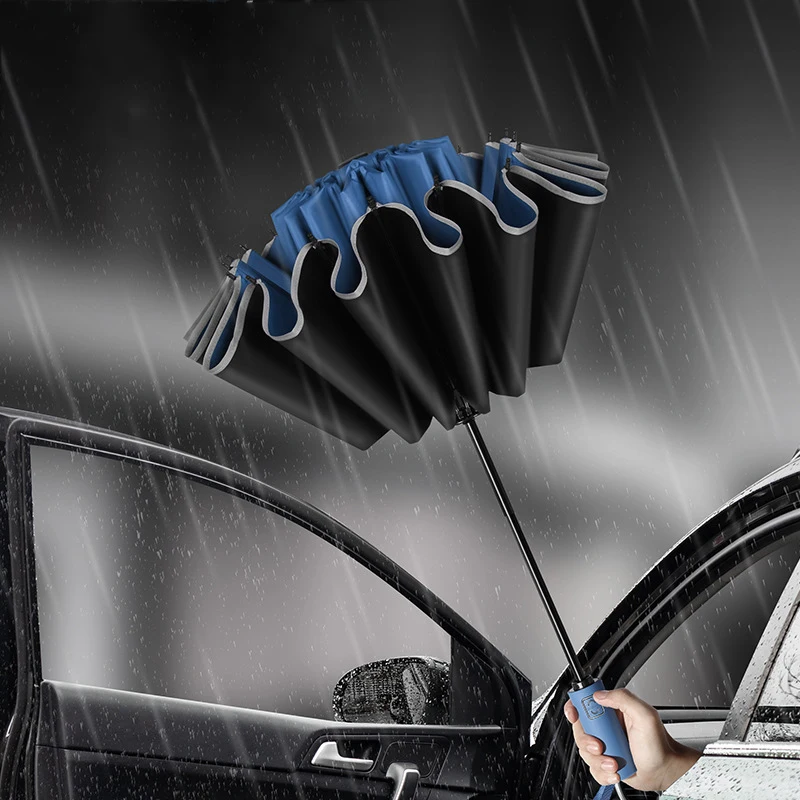 

16 Rib Automatic Umbrella Reverse Automatic Folding Umbrella Reinforced Windproof and Anti-UV Umbrella Reflective Strip Umbrella