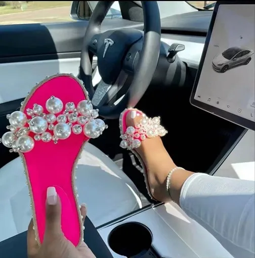 

Женские прозрачные сандалии стразы с круглым носком, пляжные босоножки на плоской подошве, универсальные Повседневные тапочки, лето 2022