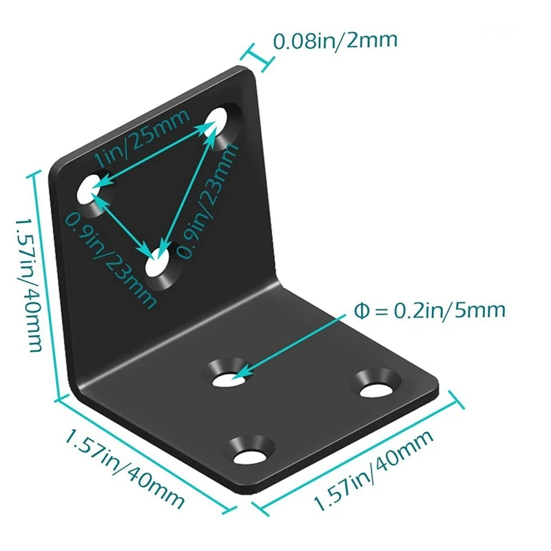 20 шт. угловые кронштейны из нержавеющей стали сверхпрочные широкие 40 мм 90