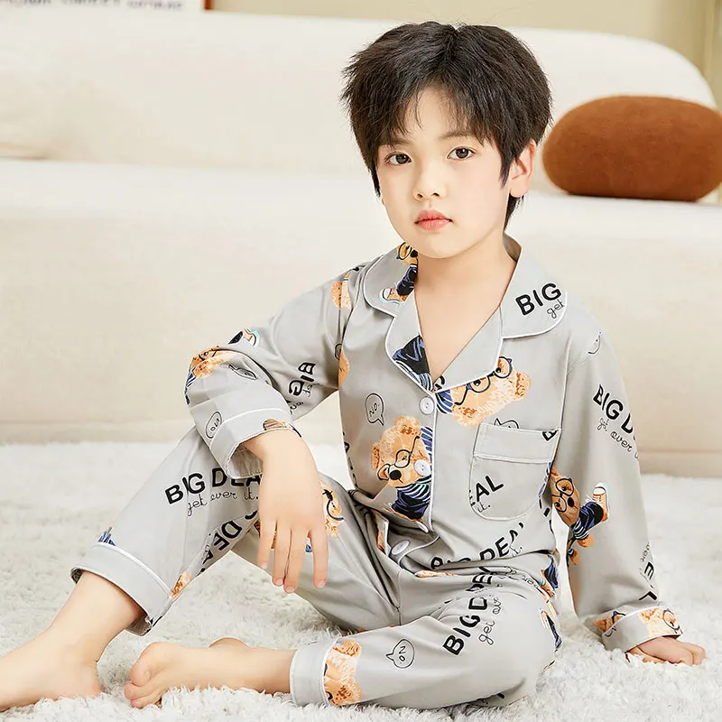 

2022 New Children's Pajama Set Nightwear Long Sleeve Spring Printed Kids Boy Homewear Tracksuit Cute Girls Full Sleepwear Suit