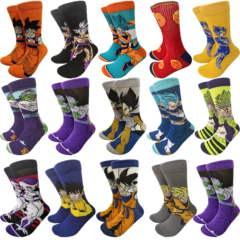 Dragon Ball Socks Men's Funny Anime Vegeta Monkey King Cosplay Cartoon Women's Socks Personality Trend Harajuku Anime Stockings