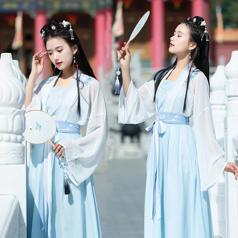 

Сказочный Оригинальный китайский костюм Hanfu длиной до талии, сказочный оригинальный набор из трех предметов в старинном стиле