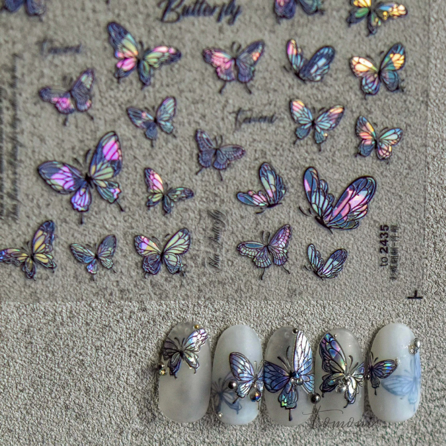 

1 Sheet 5D Realistic Relief Vivid Laser Holographic Dancing Butterfly Adhesive Nail Art Stickers Decals Manicure DIY Ornaments
