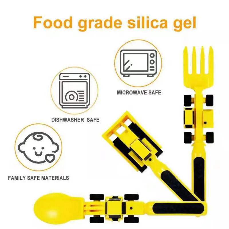 

Children's Car Tableware Bulldozer Excavator Shovel Fork Children's Tableware Set Household Dinnerware Sets Children's Tableware