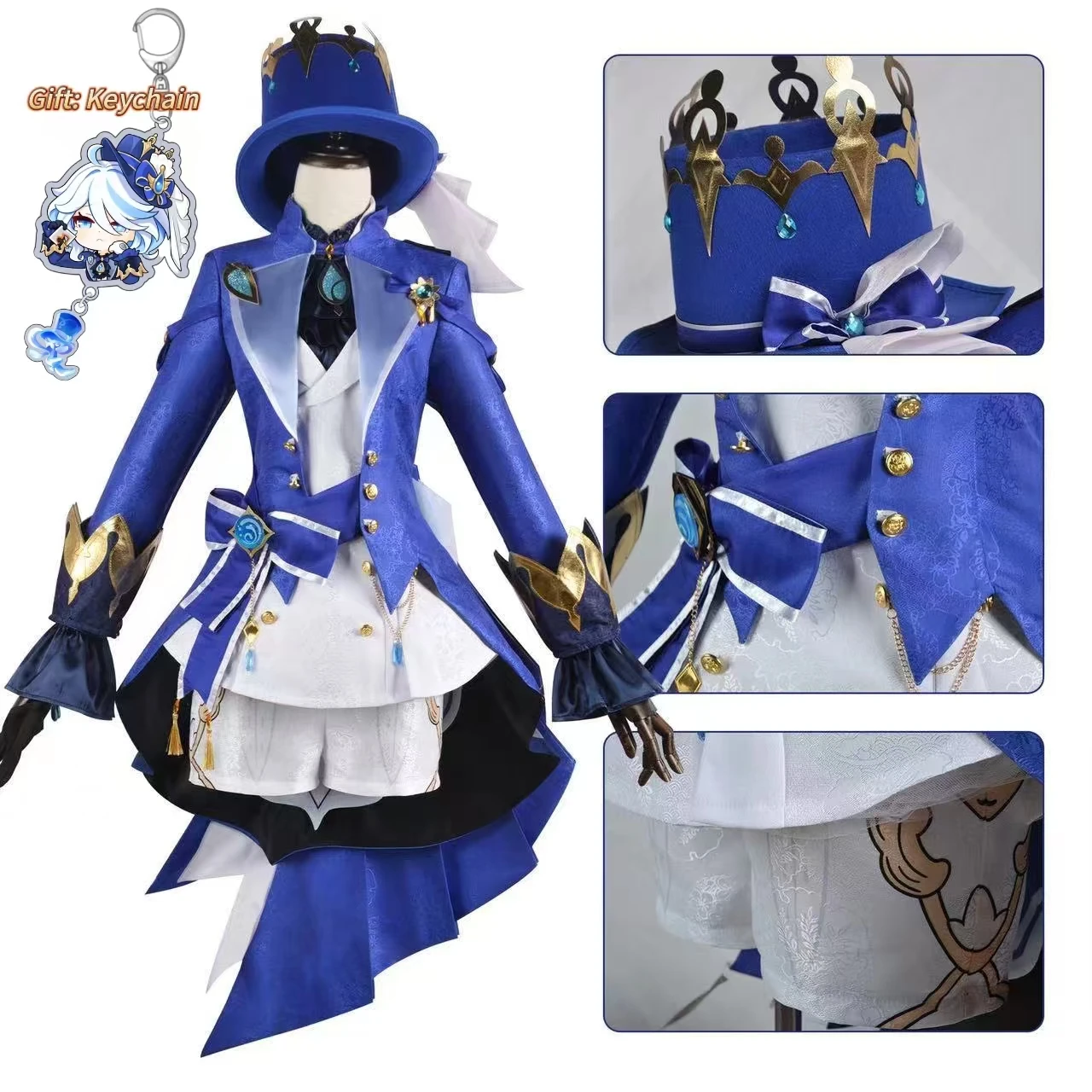 Аниме игра Genshin Impact Focalors Косплей фурина шляпа парик волос полный комплект женская