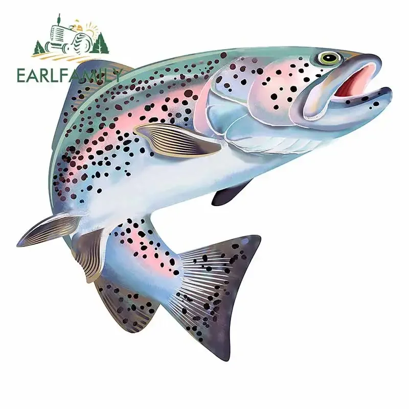 

EARLFAMILY 13 см для форели, рыбы, красочные автомобильные наклейки, устойчивые к царапинам автомобильные наклейки, водостойкие украшения для холодильника, автомобиля для JDM SUV