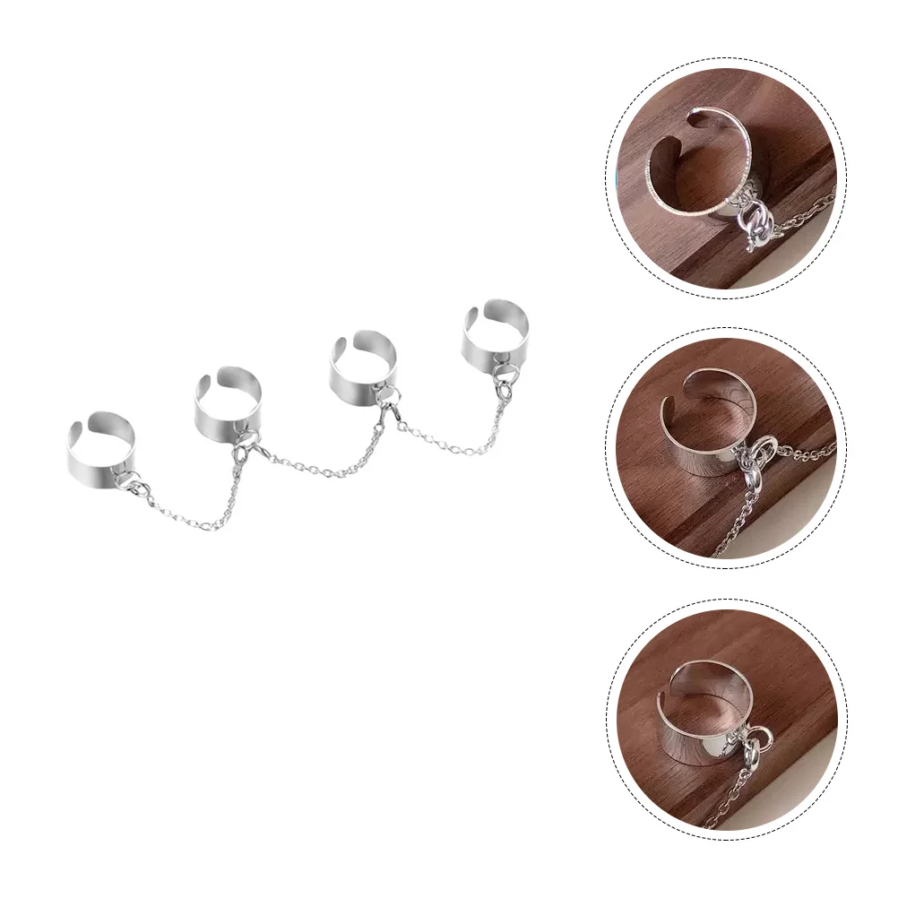 

1pc Punk Style Chain Ring Hand Jewelry Decor Creative Chain Ring Jewelry