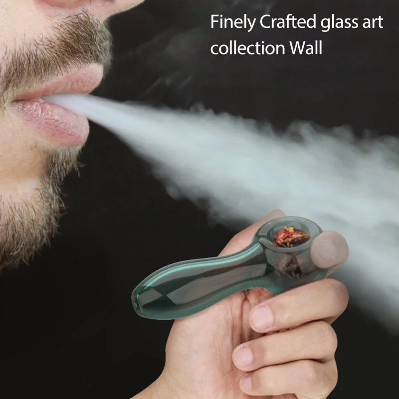 

4" Glass Hand Flat Spoon Pipe with 7 Holes