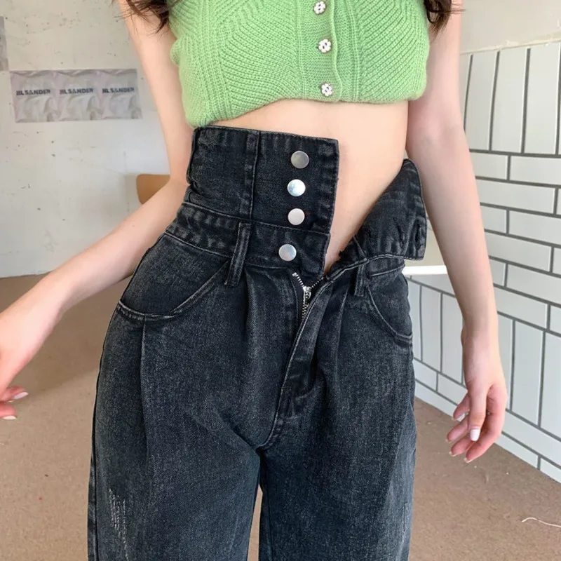 

Straight Leg Jeans Woman Korean Fashion Female Clothing Women's Pants Streetwear Denim Y2k Vintage Clothes High Waist 2023 Blue