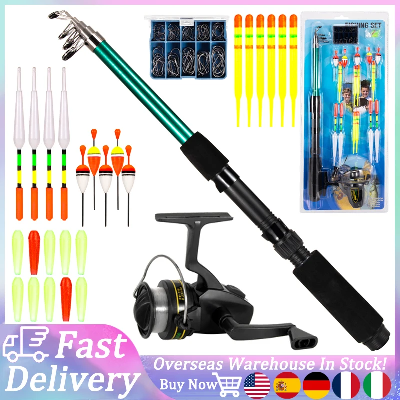 

Fishing Rod and Reel Combo 127pcs Fishing Tackle Set Telescopic Fishing Rod Pole with Spinning Reel Floats Hooks Accessories Kit