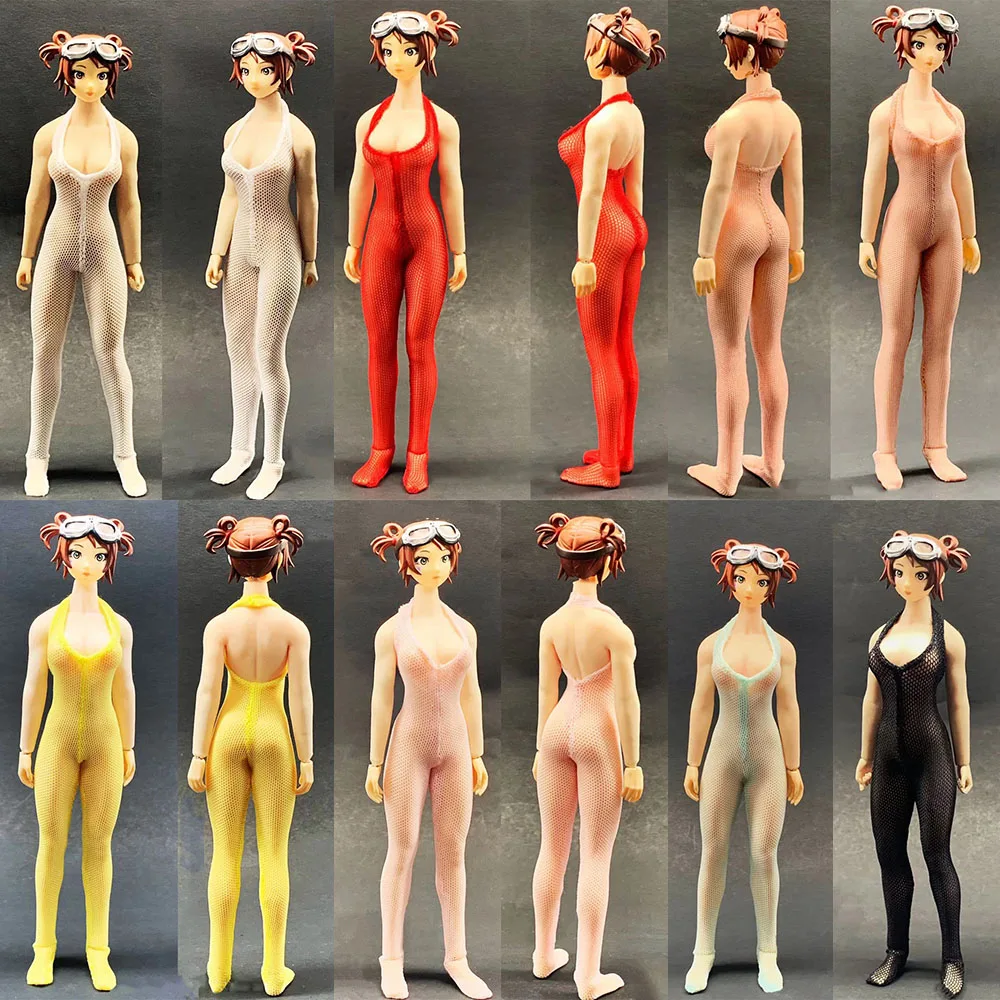 

1/12 Female Sexy Low-cut Backless Tights Mesh Bodysuit Bottoming Coat Stockings Jumpsuit for 6 inch Action Figure