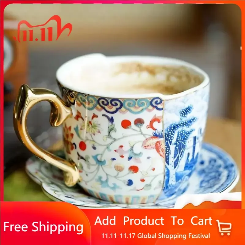 

European Style Flower Coffee Cup Set Porcelain Mate Cup Latte Afternoon Tea Bubble Tea Cup Ceramica Coffee Cup Ceramic AA50BD