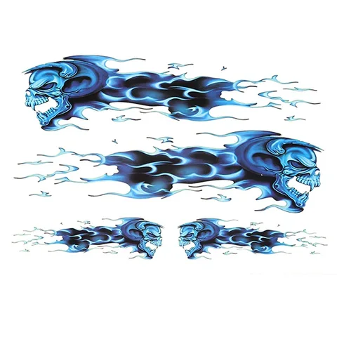 POSSBAY Wolf Head Decals Skull Head Fire Flame Funny Self-adhesive Sticker for Motorcycle Car Door Stickers Truck Helmet Decor