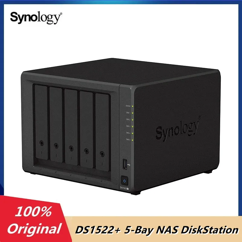Original Synology DS1522+ 5-Bay NAS DiskStation Network Storage Server Personal Private Cloud Backup Web Disk 8GB RAM (Diskless)