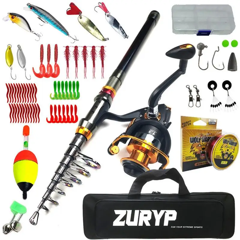 

Telescopic Fishing Gear Set Fishing Pole Reel Combo Kit Portable Ready-to-go Fishing Gear Set Lightweight Rod Tackle Kits For