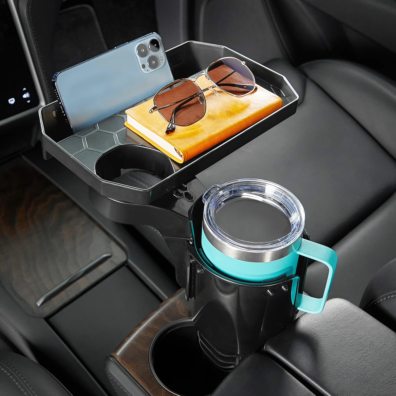 

Upgrade Universal Drink Extender Car Cup Holder With Tray Anti-tilting Strip 360° Rotate Removable Car Interior Accessories