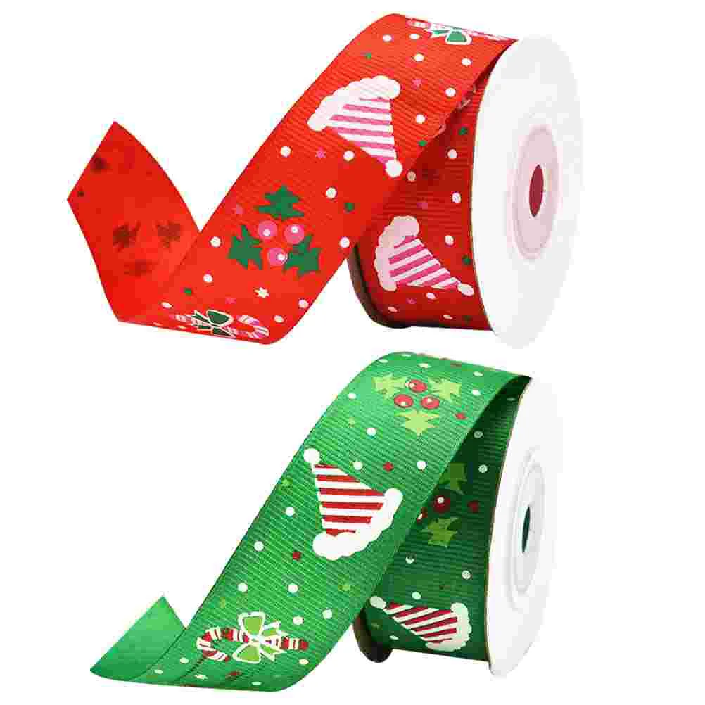 

2 Pcs Christmas Ribbon Chic Wrapping DIY Ribbons Gift Bronzing Creative Polyester Unique Bows