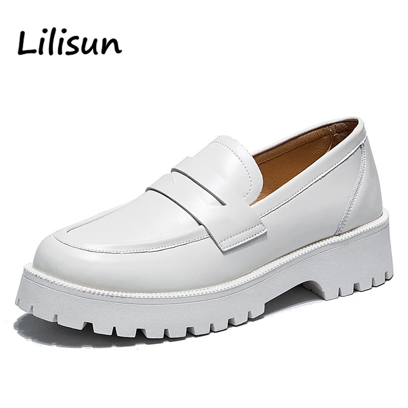 white loafers platform