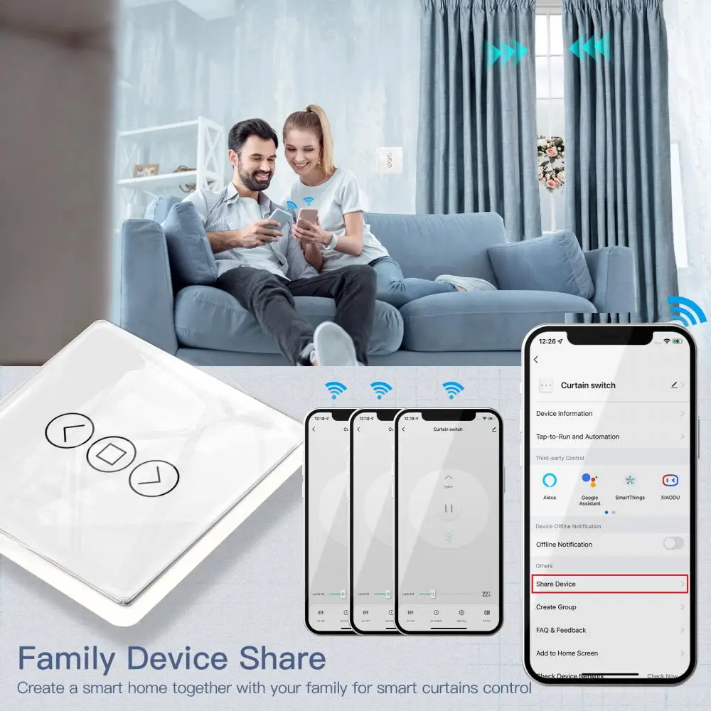 

Стеклянная Сенсорная панель Smart Switch Smart Home Tuya беспроводной переключатель для штор дистанционное управление умное приложение
