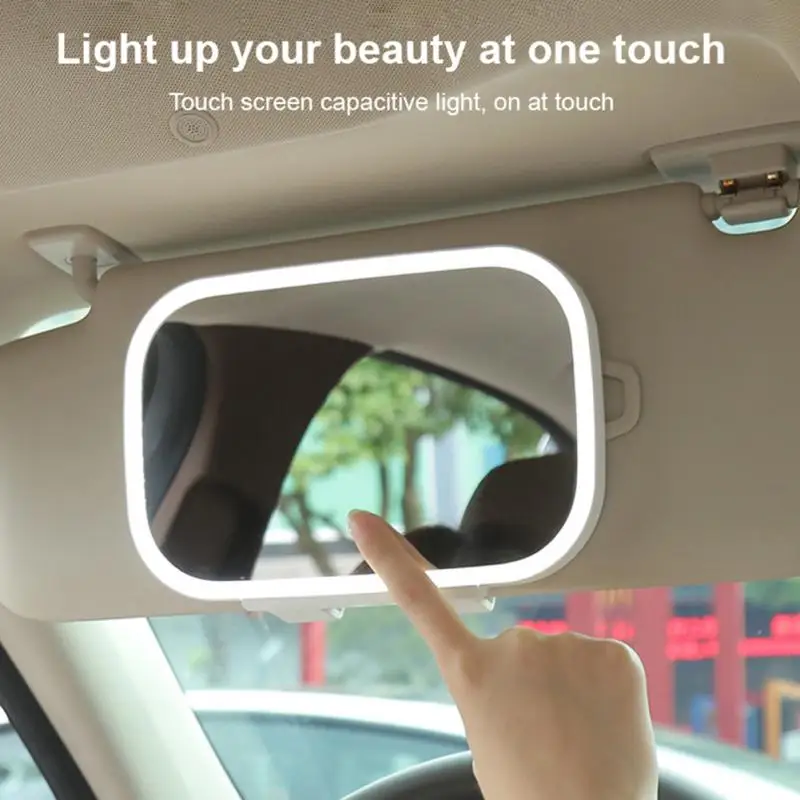 

Car visor makeup mirror LED light touch makeup mirror car goddess models mirror passenger dressing mirror