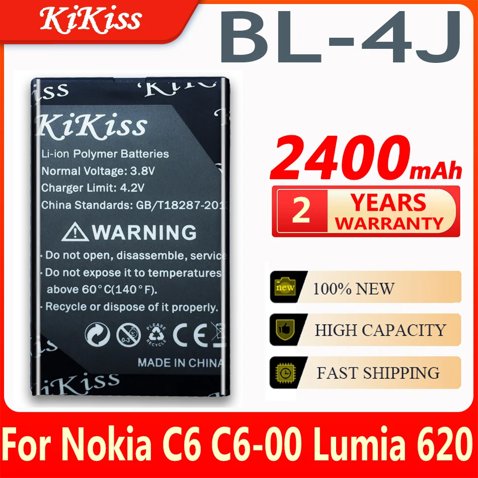 

KiKiss 2400mAh BL-4J BL 4J BL4J For Nokia Lumia C6 C6-00 C600 600Nokia Lumia 620 Touch 3G Mobile Phone Replacemeny Battery
