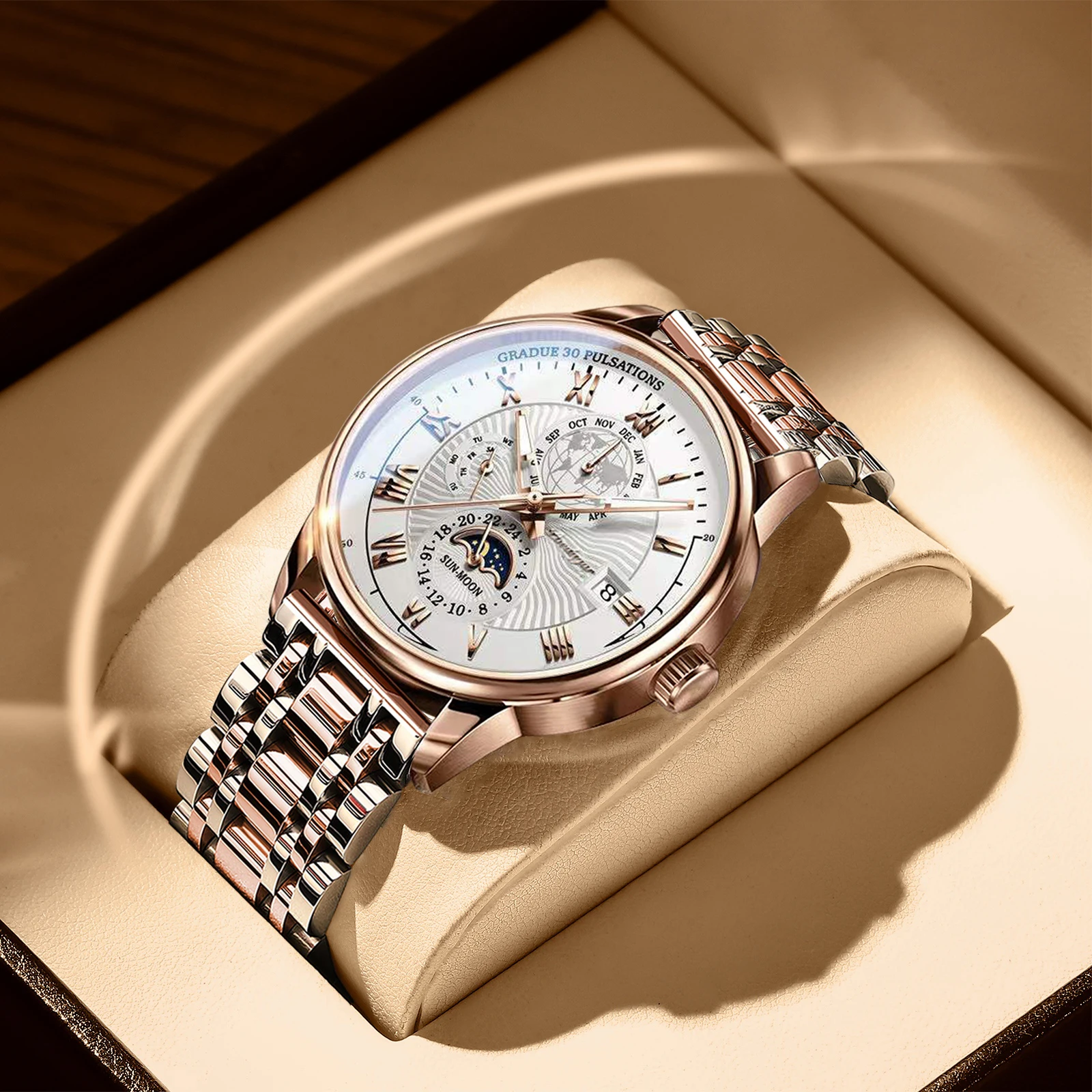 Часы мужские Кварцевые водонепроницаемые из нержавеющей стали с индикацией даты