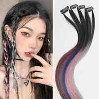 hair extension highlights wig gradient color false synthetic hair hanging ear dye ponytail headdress 2pcs styling tool fashion