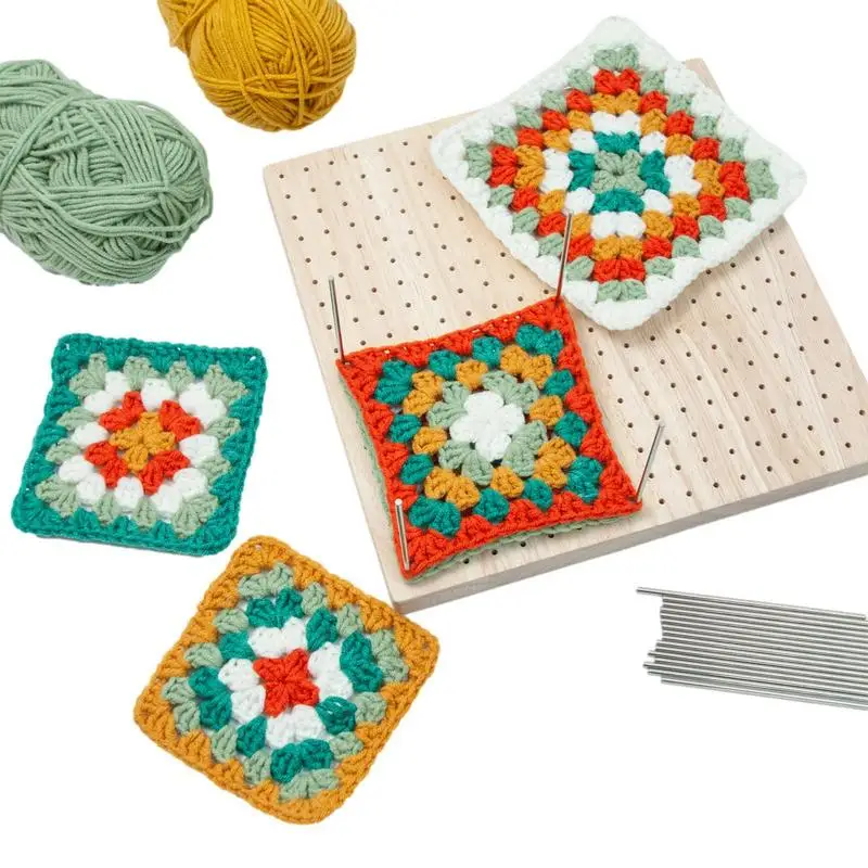 

Wooden Blocking Board Granny Square Crochet Board Crafting With 324 Small Holes For Setting Sewing Knitting Artworks For Friends