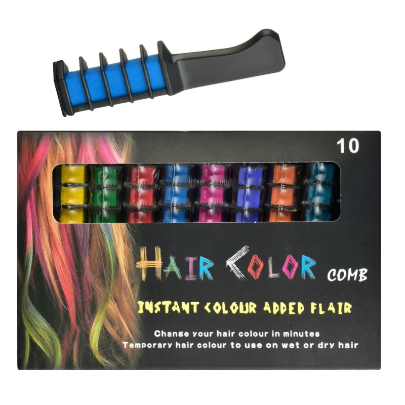 

New 10pcs Hair Mascara Design Crayons for Hair Color Chalk for The Hair Color Temporary Blue Hair Dye with Comb Hair Dye Kit