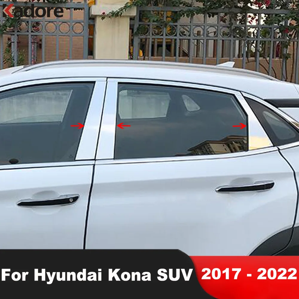 

Накладка на центральную колонну окна для Hyundai Kona Encino Kauai SUV 2017-2022, нержавеющая сталь, автомобильные аксессуары посередине B C