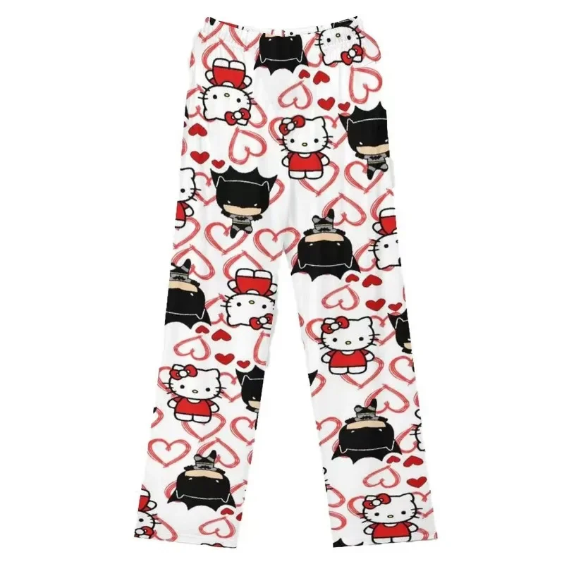 Пижамные штаны Hello Kitty хлопковые свободные женские пижамные Человек-паук для сна