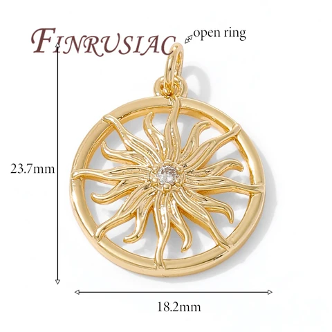 Позолоченные латунные шармы солнце FINRUSIAC 4 штуки