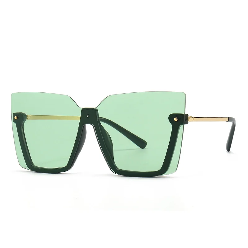 

oversized rimless sunglasses uv protection 2022 luxury brand designer cat eye matal frame personality oculos de sol feminino