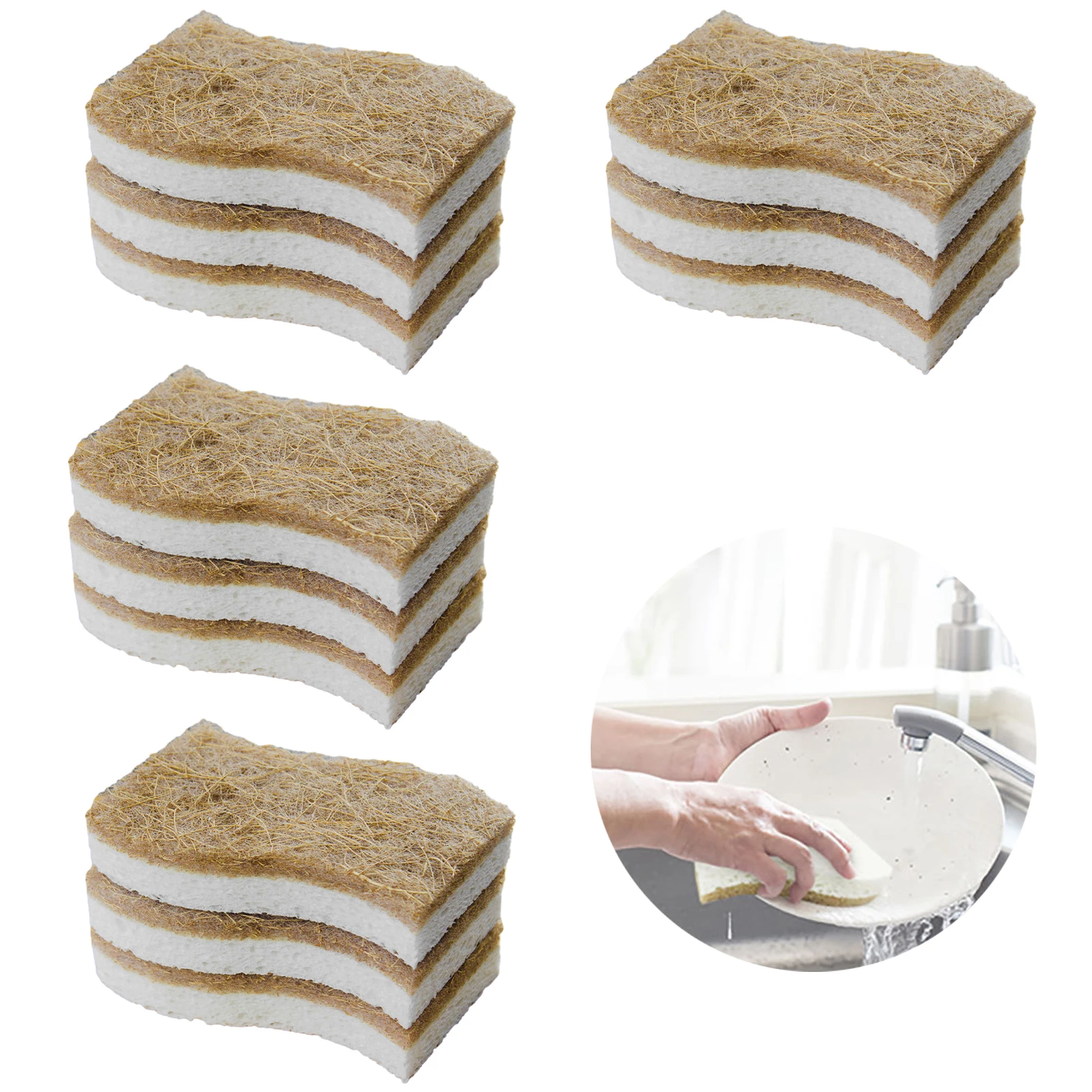 

12 шт., двухсторонняя мягкая губка для мытья посуды