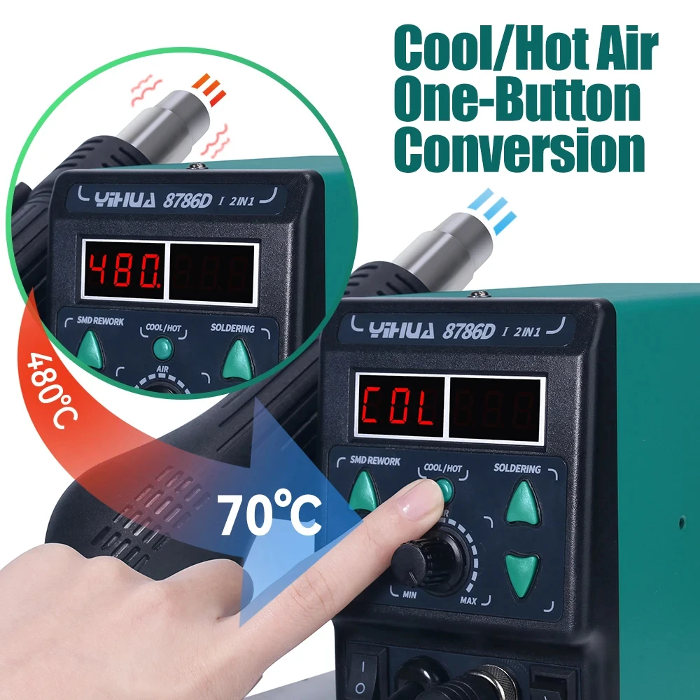 YIHUA 8786D-I быстрый нагрев для ремонта телефона SMD паяльный инструмент железная