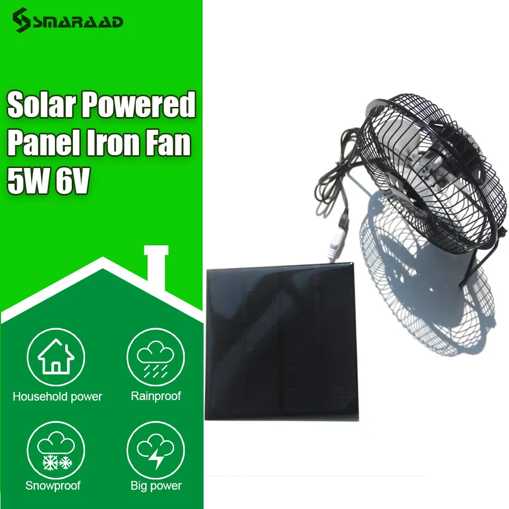 

Высококачественный панельный вентилятор на солнечной батарее, 5 Вт, 6 в, для дома, офиса, для улицы, рыбалки, кемпинга, охлаждающий вентилятор, USB