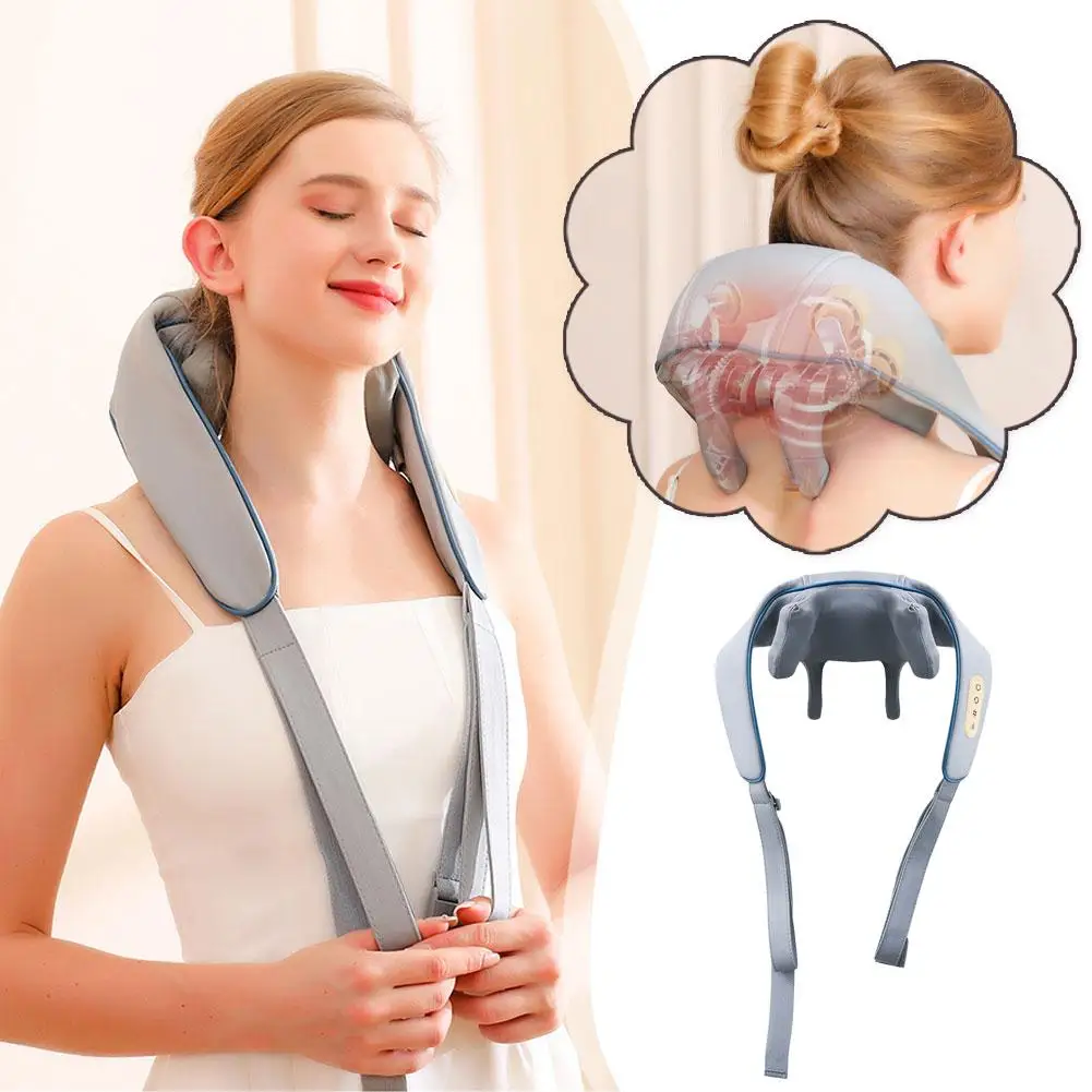 

Powerful Cervical Spine Massager Rechargeable Kneading Massage Electrical Heated Pain Relief Deep Tissue Gift For Family V2S6