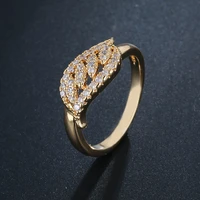aesthetic plant leaves ring luxury aaa zircon 18k gold plated jewelry for women 2022 trend couple engagement wedding jewellery
