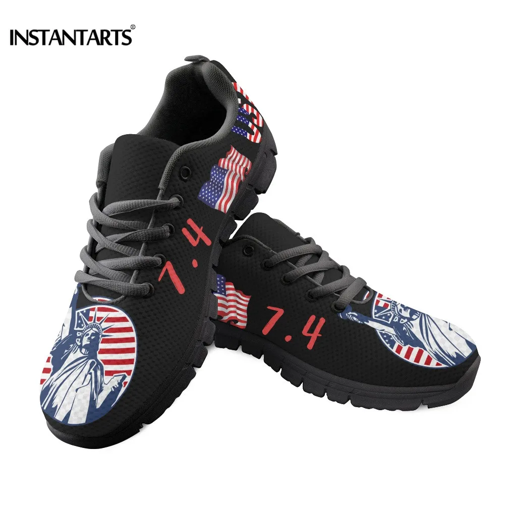

INSTANTARTS 7.4 Independence Day Sports Shoes for Women American Flag Print Female Running Sneakers Light Mesh Trainers for Girl