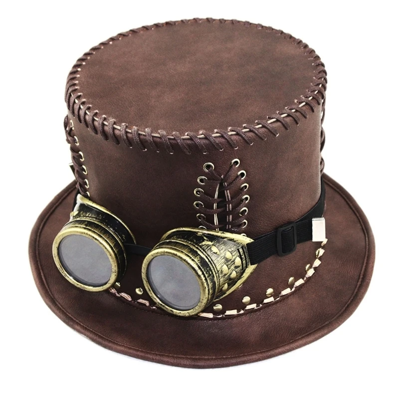 

Steampunk Men Hat With Goggles Punk Hat Gay Top Hat Steampunk BowlerTop Hat Masquerade Hat Halloween Top Hat GothHat