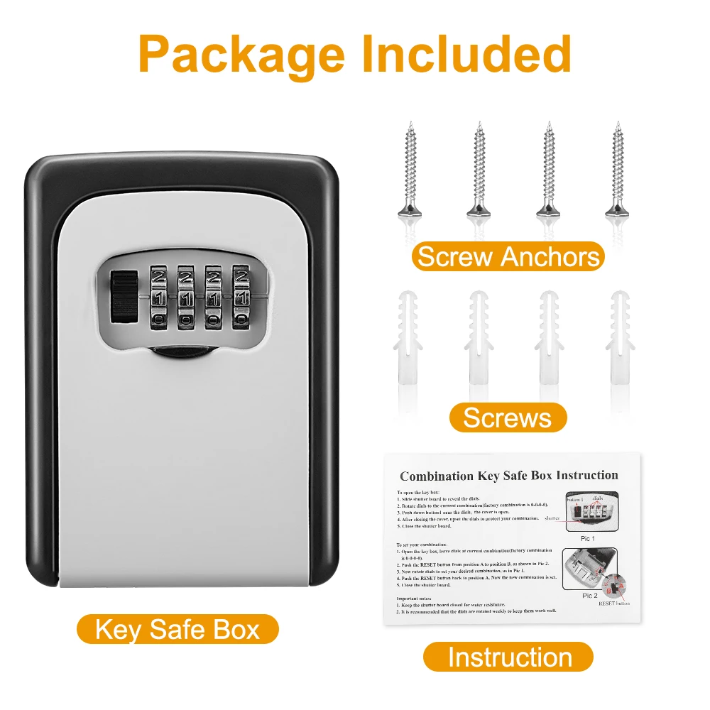 

Elecpow металлический материал ящик для хранения с паролем наружное водонепроницаемое настенное крепление 4-значный ящик для ключей с паролем сейф с защитой от кражи