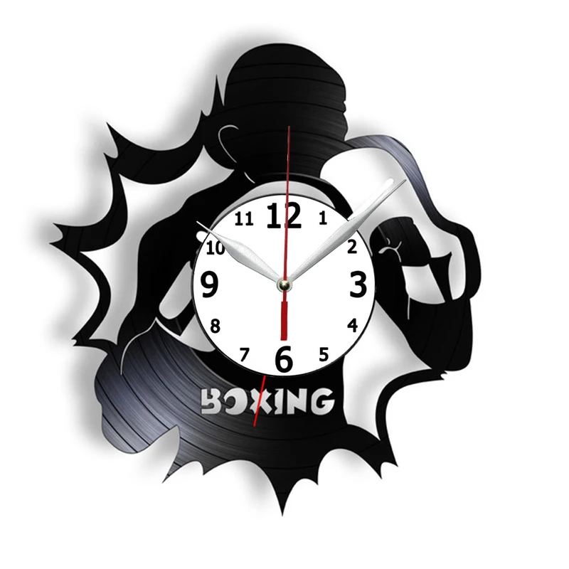 

Боксерский клуб стена вздох боксерский плеер боксерские силуэты 3D настенные часы индивидуальная виниловая запись настенные часы боксерск...
