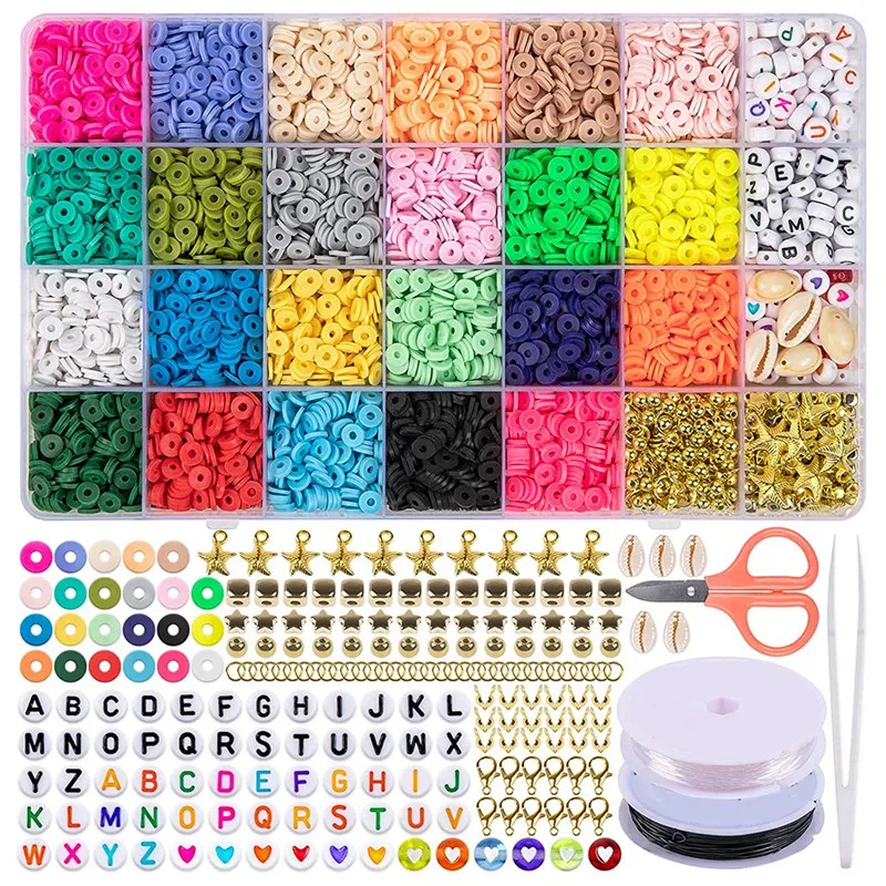 

5041 Pieces Of 6Mm 23-Color Flat Round Polymer Clay Beads For Jewelry Making Bracelets, Necklaces And Earrings