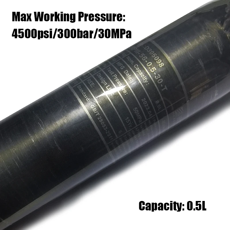 Цилиндр бака из углеродного волокна M18 * 1 5 300bar/30MPa/4500psi 0.5L HPA бутылка с клапаном