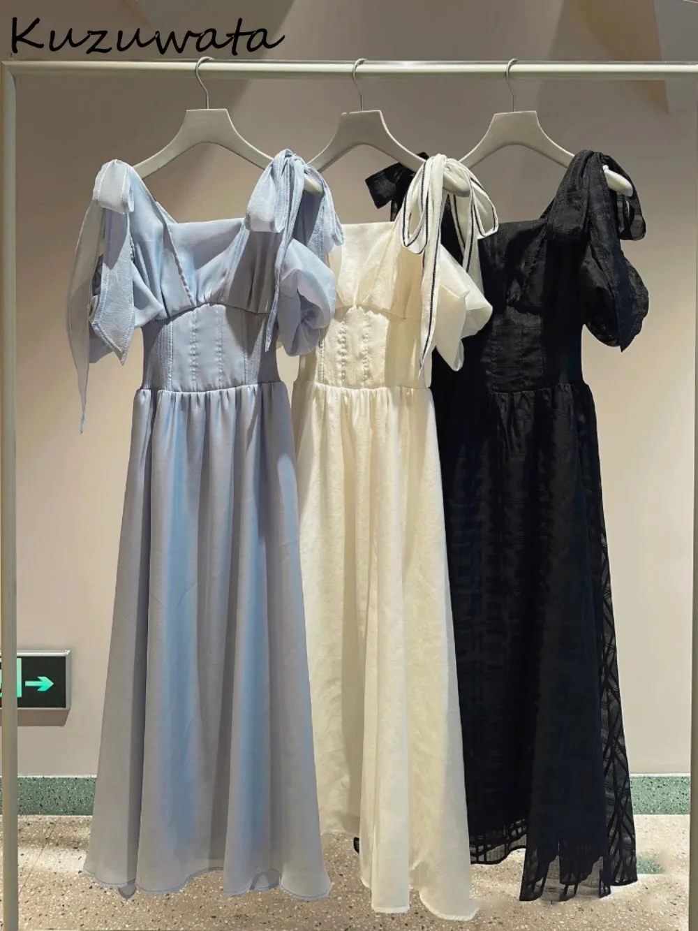 Женское шифоновое платье с открытыми плечами Kuzuwata Элегантное повседневное