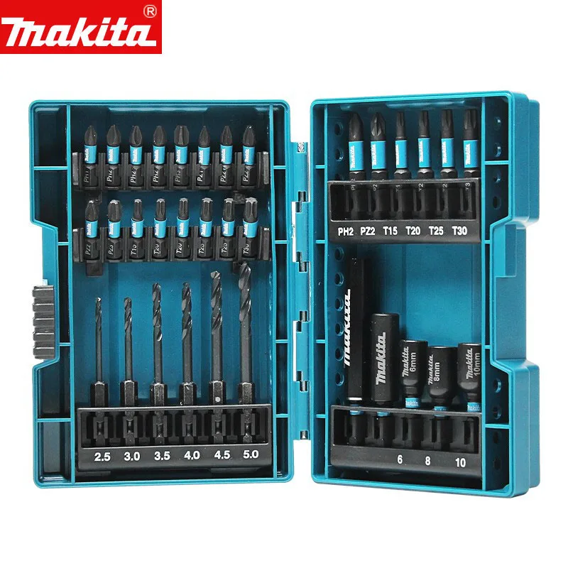 Makita E-06622 33Pcs Impact Screw Bit Set Black Metal Drill Household Multifunctional Electric Hexagon Sleeve Screwdriver Bit